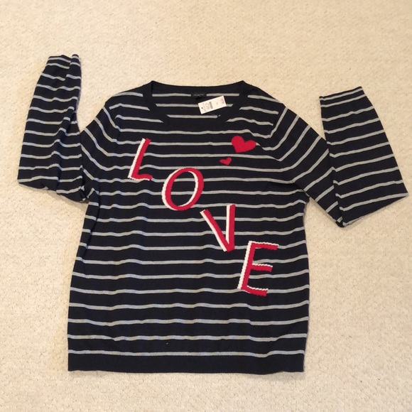 Talbots Blue Stripe LOVE STRIPE Crewneck Sweater - Picture 4 of 12